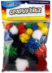 Crafty Bitz - Glitter Pom Poms-Art Materials, Arts & Crafts, Baby Arts & Crafts, Crafty Bitz Craft Supplies, Early Arts & Crafts, Glitter, Messy Play, Primary Arts & Crafts, Seasons, Spring, Stock-Learning SPACE