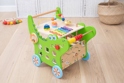 Crocodile Activity Walker-Additional Need, Baby Walker, Cerebral Palsy, Fine Motor Skills, Gifts For 1 Year Olds, Gross Motor and Balance Skills, Helps With, Strength & Co-Ordination, Viga Activity Wall Panel-Learning SPACE