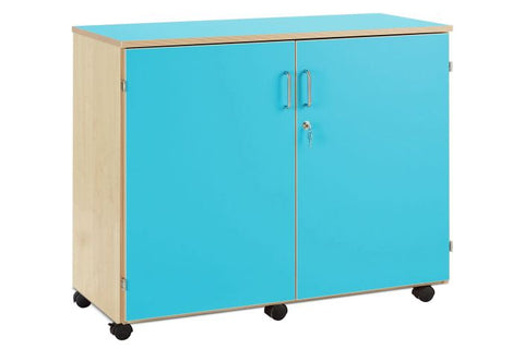 Cupboard with 2 Adjustable Shelves - Bubble Gum Range-Cupboards, Cupboards With Doors-Cyan-Learning SPACE