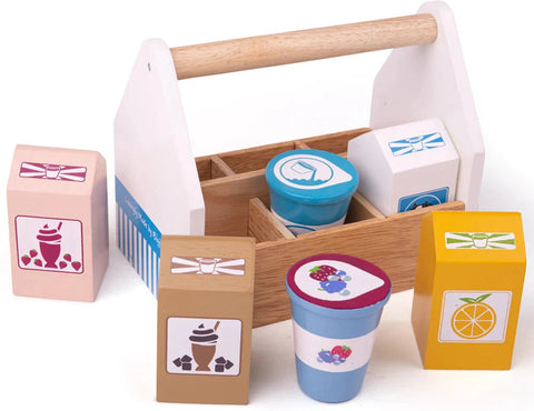 Dairy Delivery - PlayFood-Bigjigs Toys, Gifts For 2-3 Years Old, Imaginative Play, Kitchens & Shops & School, Play Food, Stock, Wooden Toys-Learning SPACE