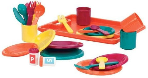 Dinner Party For Four-Baby & Toddler Gifts, Battat Toys, Gifts For 3-5 Years Old, Imaginative Play, Kitchens & Shops & School, Play Kitchen Accessories, Pretend play, Stock-Learning SPACE