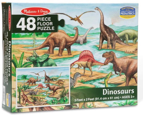 Dinosaurs Floor Jigsaw Puzzle 48 Pieces-13-99 Piece Jigsaw, Dinosaurs. Castles & Pirates, Down Syndrome, Imaginative Play, Stock, Strength & Co-Ordination-Learning SPACE