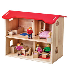 Dolls House Complete-Bigjigs Toys, Dolls & Doll Houses, Gifts For 2-3 Years Old, Imaginative Play, Kitchens & Shops & School, Small World, Wooden Toys-Learning SPACE