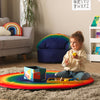 Reversible Rainbow and Daisy Print Folding Mat-Corner & Semi-Circle, Eden Learning Spaces, Floor Padding, Mats, Mats & Rugs, Multi-Colour, Padding for Floors and Walls, Rainbow Theme Sensory Room, Wall Padding-Learning SPACE