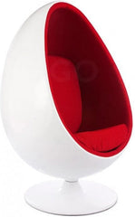 Egg Pod Aarnio Style Lounge Chair-Bean Bags & Cushions, Full Size Seating, Helps With, Meltdown Management, Movement Chairs & Accessories, Nurture Room, Reading Area, Seating, Sensory Room Furniture-White & Red-Learning SPACE