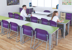 Elite Height Adjustable Table - Semi-Circular-Classroom Table, Height Adjustable, Metalliform, Table-Slate Grey-Learning SPACE