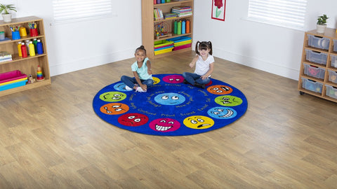 Emotions™ Interactive Circular 2m Carpet-Additional Need, Calmer Classrooms, Emotions & Self Esteem, Helps With, Kit For Kids, Mats & Rugs, Multi-Colour, Placement Carpets, Round, Rugs, Social Emotional Learning-Learning SPACE
