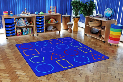 Essentials Rainbow Geometric 2x2m Carpet-Kit For Kids, Mats & Rugs, Neutral Colour, Placement Carpets, Rugs, Square-Learning SPACE