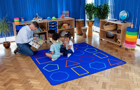 Essentials Rainbow Geometric 2x2m Carpet-Kit For Kids, Mats & Rugs, Neutral Colour, Placement Carpets, Rugs, Square-Learning SPACE