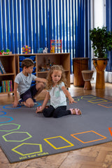 Essentials Rainbow Geometric Border 2x2m Carpet-Kit For Kids, Mats & Rugs, Natural, Neutral Colour, Placement Carpets, Rugs, Square-Learning SPACE