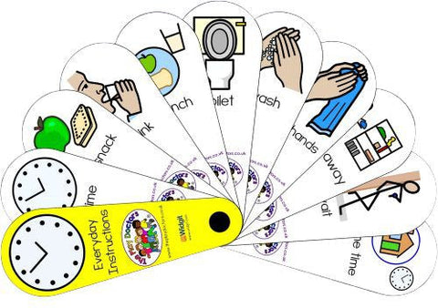 Everyday Instructions Fans-Calmer Classrooms, communication, Communication Games & Aids, Fans & Visual Prompts, Helps With, Life Skills, Neuro Diversity, Planning And Daily Structure, Play Doctors, Primary Literacy, PSHE, Schedules & Routines, Social Stories & Games & Social Skills, Stock, Toilet Training-Learning SPACE