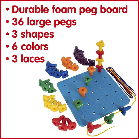 Geo Giant Pegs and Peg board set for Fine Motor, Counting and Sorting Skills-Addition & Subtraction, Additional Need, Counting Numbers & Colour, Early Years Maths, EDX, Fine Motor Skills, Helps With, Maths, Memory Pattern & Sequencing, Primary Maths, Sound. Peg & Inset Puzzles, Stacking Toys & Sorting Toys, Stock, Threading-Learning SPACE