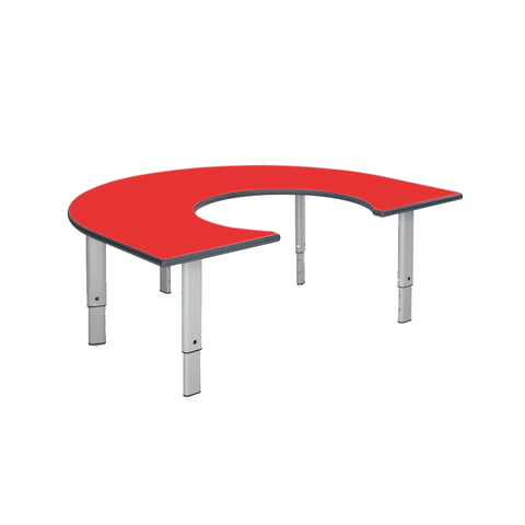 Height Adjustable Rainbow Range Table-Classroom Furniture, Classroom Table, Height Adjustable, Horseshoe, Metalliform, Table-Red-Learning SPACE