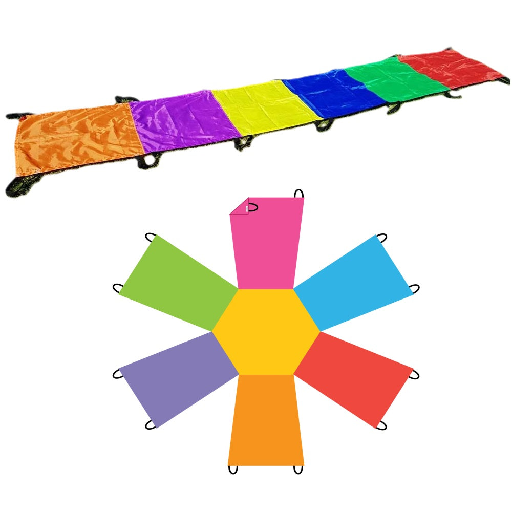 Junior Sunflower Parachute and Junior Rainbow Wave Twin Pack-Active Games, Classroom Packs, EDUK8, Forest School & Outdoor Garden Equipment, Garden Game, Outdoor Play, Outdoor Toys & Games, Physical Development-Learning SPACE