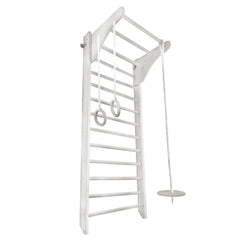 Wooden Wall Bars with Accessories - Gross Motor Aid-Exercise, Gross Motor and Balance Skills, Indoor Swings, Sensory Climbing Equipment-White-Learning SPACE