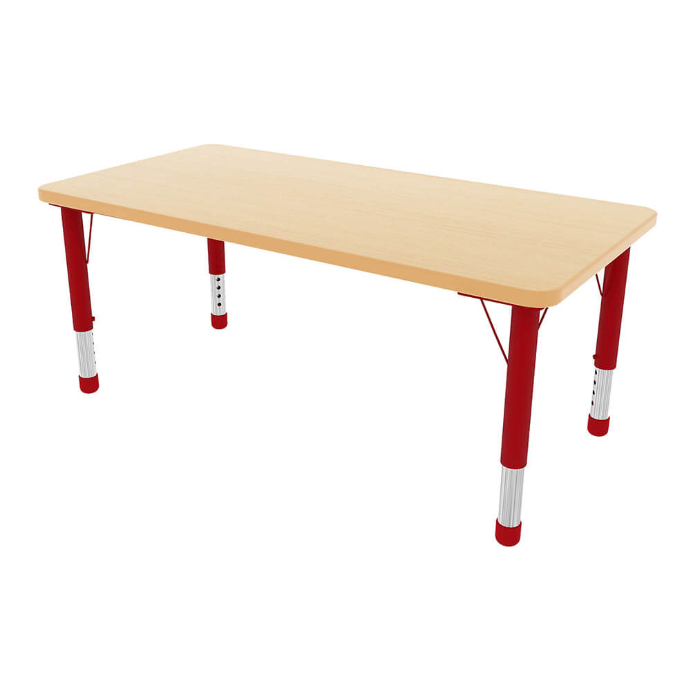 Milan Rectangular Tables - 6 or 8 Seater-Classroom Table, Furniture, Height Adjustable, Profile Education, Rectangular, Table-Red-6 - Seater-Learning SPACE