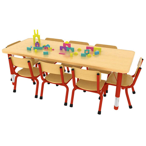 Milan Rectangular Tables - 6 or 8 Seater-Classroom Table, Furniture, Height Adjustable, Profile Education, Rectangular, Table-Red-8 - Seater-Learning SPACE