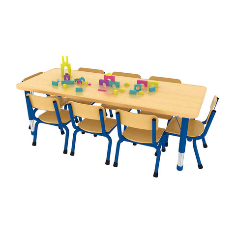 Milan Rectangular Tables - 6 or 8 Seater-Classroom Table, Furniture, Height Adjustable, Profile Education, Rectangular, Table-Blue-8 - Seater-Learning SPACE