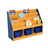 Milan Tiered Bookcases with 3 Coloured Trays-Bookcases, Classroom Displays, Classroom Furniture, Shelves, Storage, Storage Bins & Baskets-Blue-Learning SPACE