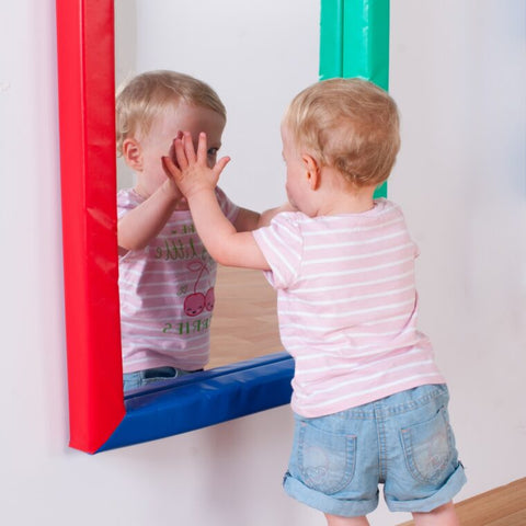 Mirror with Soft Frame (750x 550mm sq)-AllSensory, Gifts For 1 Year Olds, Matrix Group, Padding for Floors and Walls, Sensory Mirrors, Soft Frame Mirrors, Wall Padding-Learning SPACE