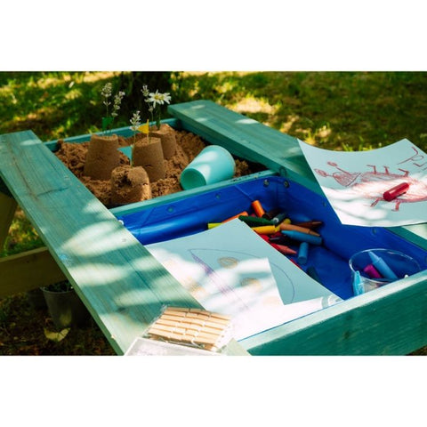Plum® Surfside Sand & Water Table [Teal]-Eco Friendly, Outdoor Furniture, Picnic Table, Plum Play, S.T.E.M, Science Activities, Table, Wooden Table-Learning SPACE