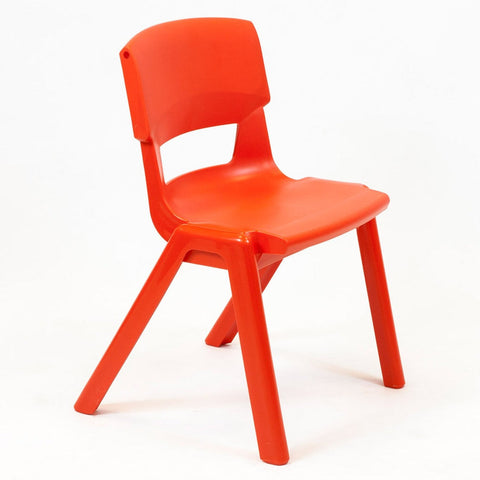Postura+ One Piece Chair (Ages 8-10)-Classroom Chairs, Seating-Poppy Red-Learning SPACE
