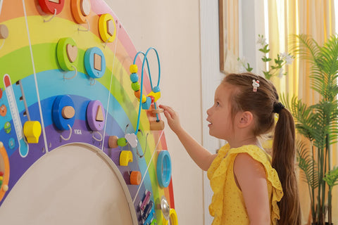 Rainbow Activity Wall Panels-Arts & Crafts-Additional Need, Fine Motor Skills, Helps With, Maths, Primary Maths, Rainbow Theme Sensory Room, Sensory Wall Panels & Accessories, Shape & Space & Measure, Strength & Co-Ordination, Viga Activity Wall Panel-Learning SPACE