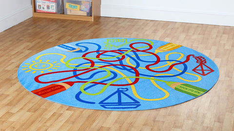 Rainbow™ Colour Tubes 2m Carpet-Counting Numbers & Colour, Kit For Kids, Mats & Rugs, Multi-Colour, Round, Rugs-Learning SPACE