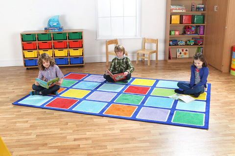 Rainbow™ Rectangle Placement Squares Carpet-Kit For Kids, Mats & Rugs, Multi-Colour, Placement Carpets, Rainbow Theme Sensory Room, Rectangular, Rugs-Learning SPACE