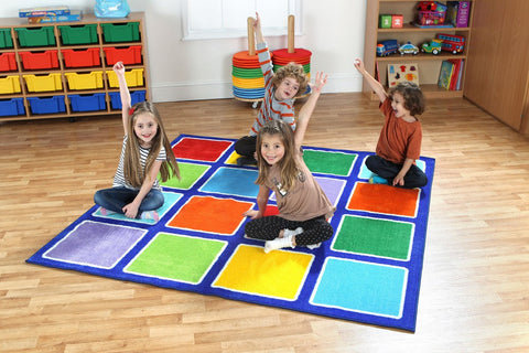 Rainbow™ Square Placement Carpet 2x2m-Kit For Kids, Mats & Rugs, Multi-Colour, Placement Carpets, Rainbow Theme Sensory Room, Rugs, Square-Learning SPACE