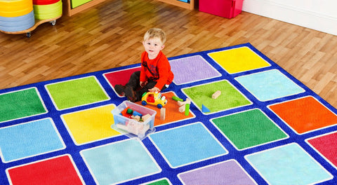 Rainbow™ Squares Large Placement 3x3m Carpet-Kit For Kids, Mats & Rugs, Multi-Colour, Placement Carpets, Rainbow Theme Sensory Room, Rugs, Square-Learning SPACE