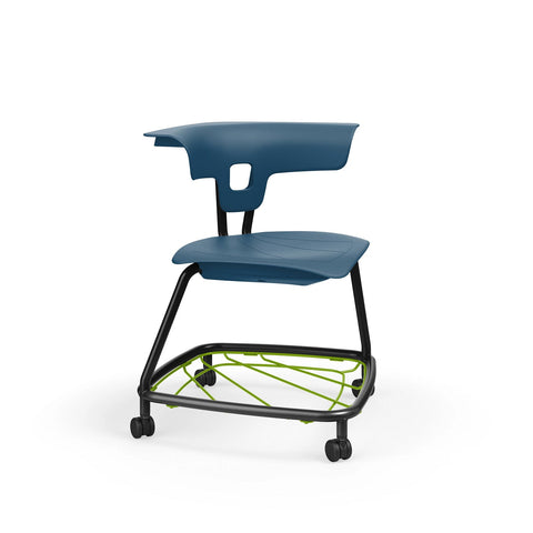 Ruckus Stack Chair With Storage Rack (Ages 8-11)-Classroom Chairs, Movement Chairs & Accessories, Seating-Sky Blue-Chrome-Learning SPACE