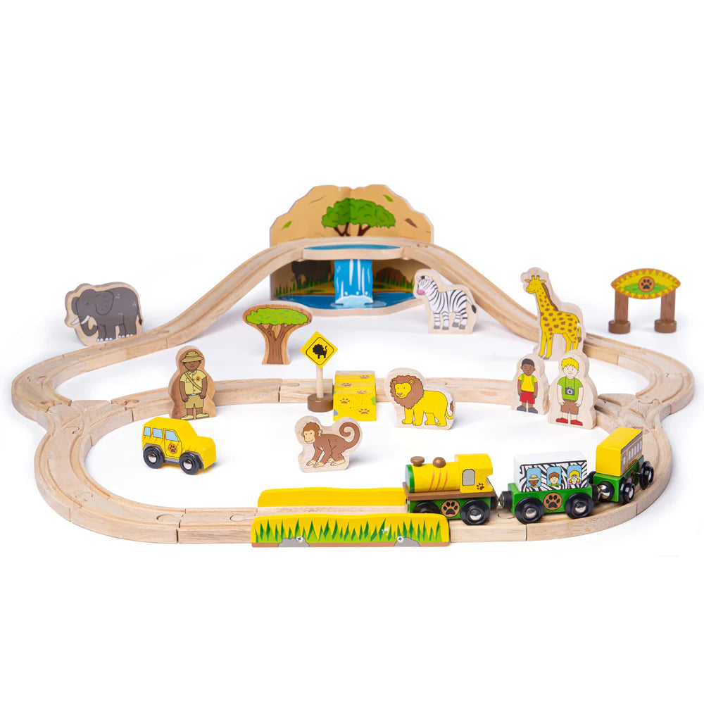 Safari Train Set-Bigjigs Rail, Cars & Transport, Gifts For 3-5 Years Old, Train, Wooden Toys-Learning SPACE