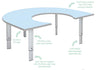 Height Adjustable Rainbow Range Table-Classroom Furniture, Classroom Table, Height Adjustable, Horseshoe, Metalliform, Table-Learning SPACE