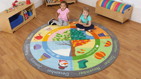 Seasons Carpet 2m-Educational Carpet, Kit For Kids, Mats & Rugs, Neutral Colour, Round, Rugs, Seasons, World & Nature-Learning SPACE