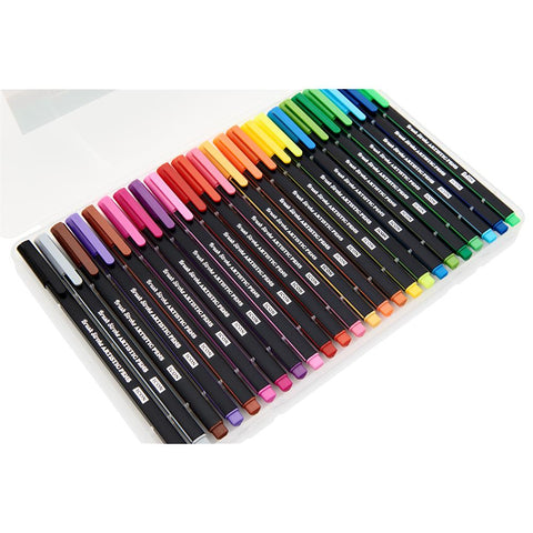 Set 24 Brush Stroke Artistic Scrapbooking Pens-Art Materials, Arts & Crafts, Stationery-Learning SPACE