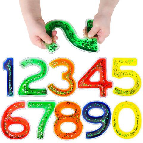 Squidgy Sparkle Gel Numbers 0-9-AllSensory, Counting Numbers & Colour, Dyscalculia, Early Years Literacy, Early Years Maths, Fidget, Fidget Sets, Helps With, Learning Difficulties, Light Box Accessories, Maths, Neuro Diversity, Primary Maths, Sensory Seeking, Tactile Toys & Books-Learning SPACE