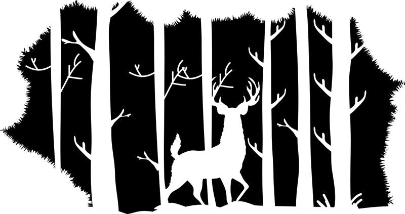 Stag in the Forest Wall Decor-Nature Sensory Room, Sticker, Wall & Ceiling Stickers, Wall Decor-Black-25x13 cm-Learning SPACE