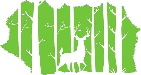 Stag in the Forest Wall Decor-Nature Sensory Room, Sticker, Wall & Ceiling Stickers, Wall Decor-Green-25x13 cm-Learning SPACE