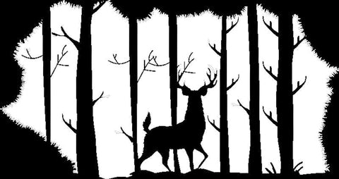 Stag in the Forest Wall Decor-Nature Sensory Room, Sticker, Wall & Ceiling Stickers, Wall Decor-White-25x13 cm-Learning SPACE