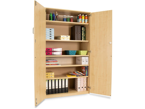 Stock Cupboard 1 Fixed and 4 Adjustable Shelves-Cupboards, Cupboards With Doors-Maple-Learning SPACE