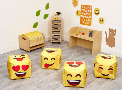 The Emotions Seat Cubes-Furniture, Padded Seating, Seating, Toddler Seating, Willowbrook-Set of 4-Learning SPACE