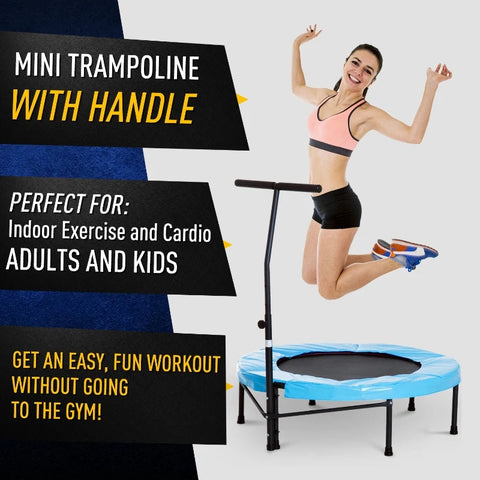 Trampoline Rebounder with Adjustable Handle-Active Games, ADD/ADHD, Additional Need, AllSensory, Baby Jumper, Cerebral Palsy, Exercise, Gross Motor and Balance Skills, Helps With, Movement Breaks, Neuro Diversity, Teen & Adult Trampolines, Teenage & Adult Sensory Gifts, Trampolines-Learning SPACE