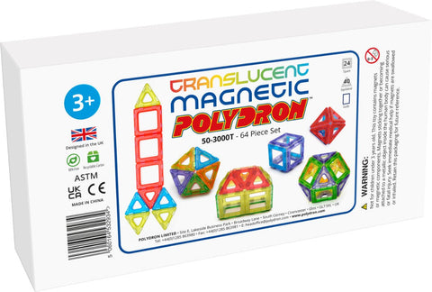 Translucent Magnetic Polydron 64 Piece Set-AllSensory, Early Years Sensory Play, Engineering & Construction, Light Box Accessories, Polydron, S.T.E.M, Visual Sensory Toys-Learning SPACE