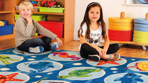Under the Sea™ Rectangular Placement 3x2 Carpet-Kit For Kids, Mats & Rugs, Placement Carpets, Rectangular, Rugs, Underwater Sensory Room, World & Nature-Learning SPACE