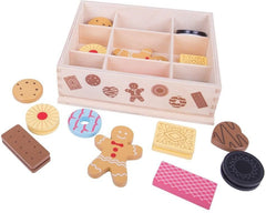 Wooden Box Of Biscuits for Tea Parties - Play Food-Bigjigs Toys, Gifts For 2-3 Years Old, Imaginative Play, Kitchens & Shops & School, Play Food, Stock, Wooden Toys-Learning SPACE
