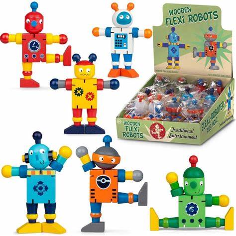 Wooden Flexi Robot-Fidget, Pocket money, Stock, Tobar Toys, Wooden Toys-Learning SPACE