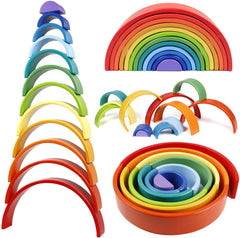 Wooden Rainbow Stacking Arches - Great for Montessori and Nurture Rooms-Baby Maths, Baby Wooden Toys, Early Years Maths, Engineering & Construction, Primary Maths, Rainbow Theme Sensory Room, S.T.E.M, Stacking Toys & Sorting Toys, Stock, TickiT-Learning SPACE