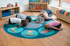 Yoga Position 2m Carpet-Calmer Classrooms, Calming and Relaxation, Educational Carpet, Helps With, Kit For Kids, Mats & Rugs, Mindfulness, Neutral Colour, Placement Carpets, Round, Rugs-Learning SPACE