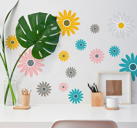 Colourful Daisies Flower Wall Sticker Set-Nature Sensory Room, Sticker, Wall & Ceiling Stickers, Wall Decor-Learning SPACE